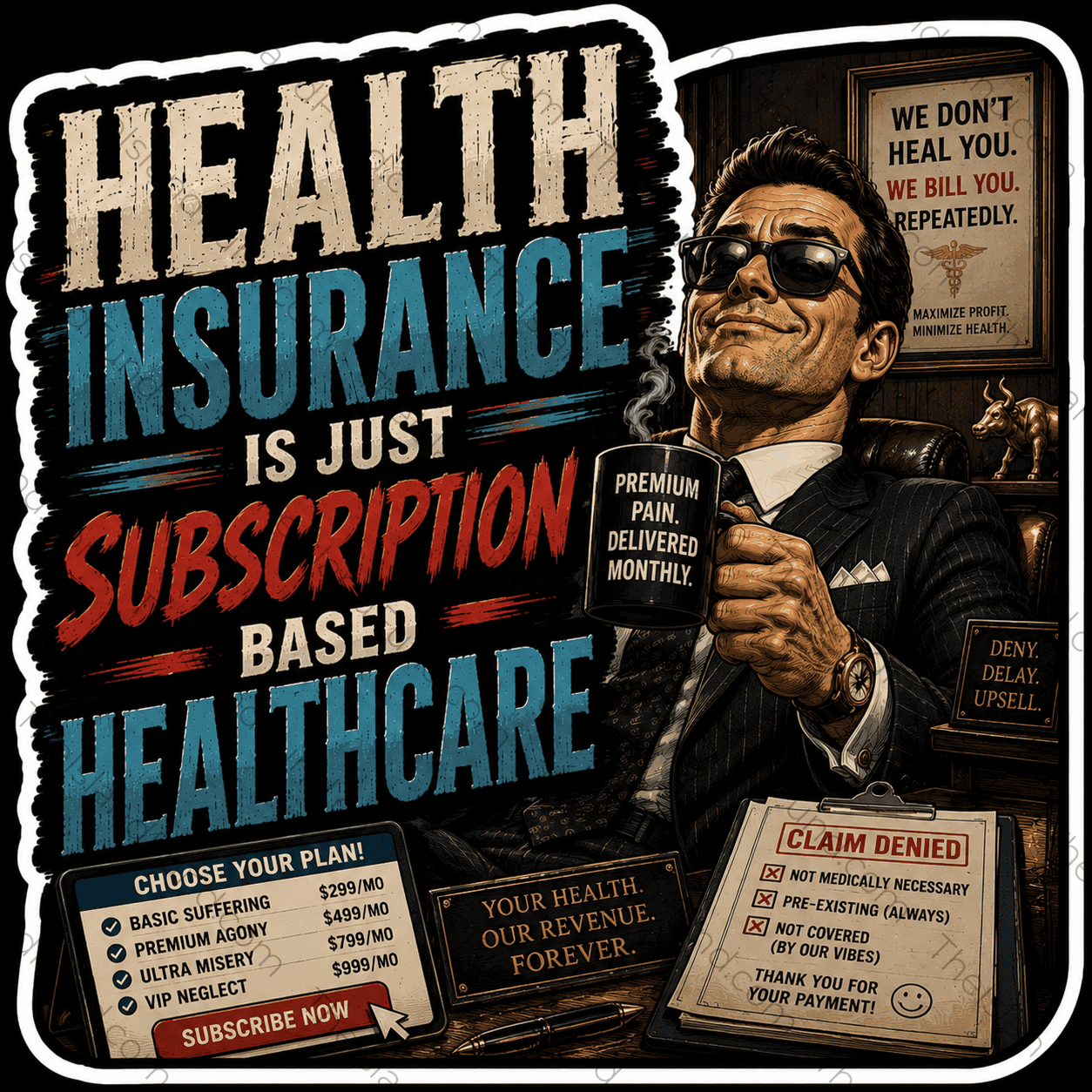 Health insurance is subscription based healthcare sticker