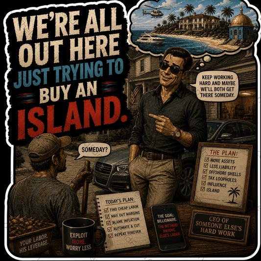 "Trying to Buy an Island" Satirical Sticker
