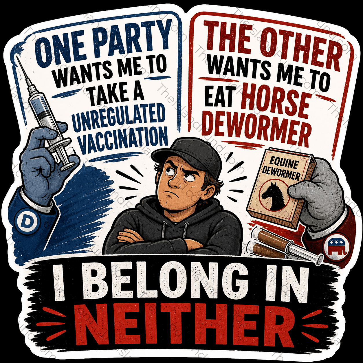 Vaccine horse dewormer political satire sticker