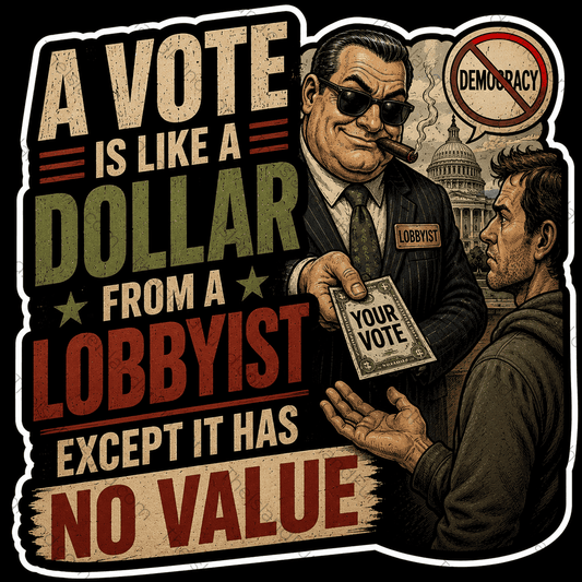 A vote is a dollar from a lobbyist sticker