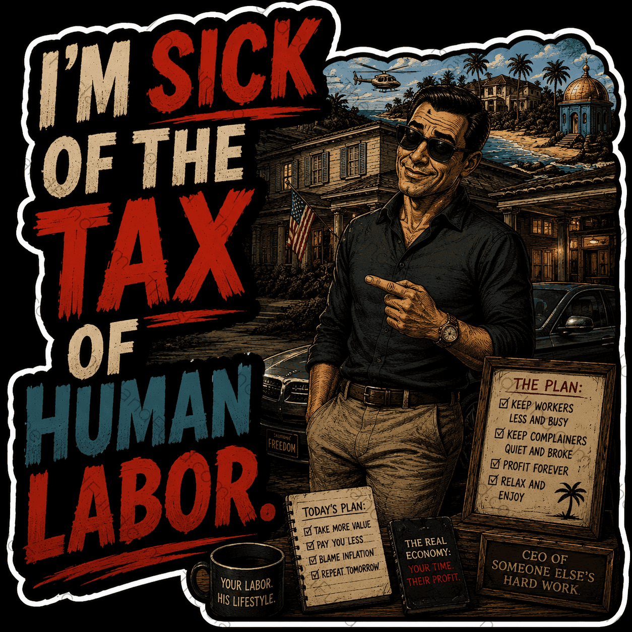 I'm sick of the tax of human labor sticker