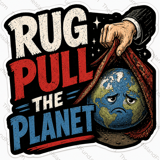 Rug Pull The Planet die-cut sticker