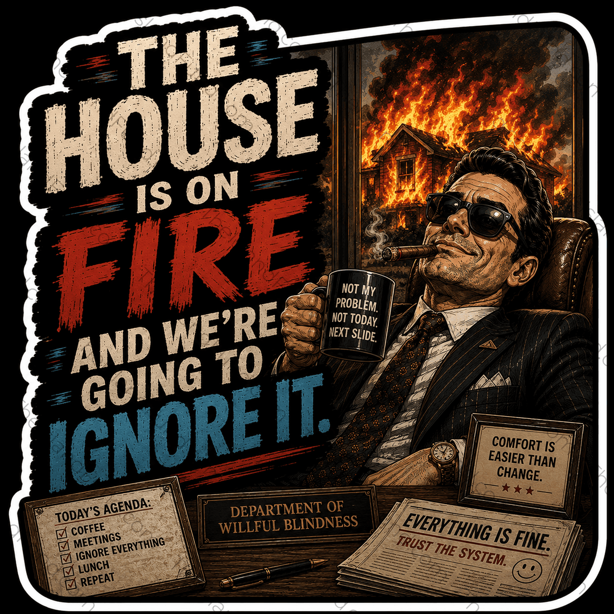 Ignore the house is on fire sticker