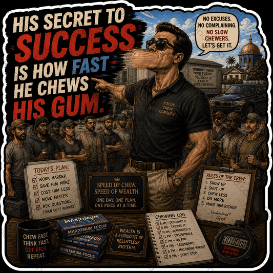 Chewing gum hustle culture satire sticker
