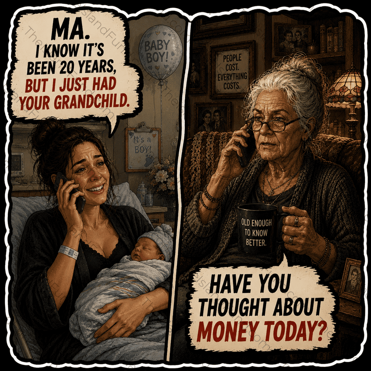 Have you thought about money today sticker - intergenerational economic critique