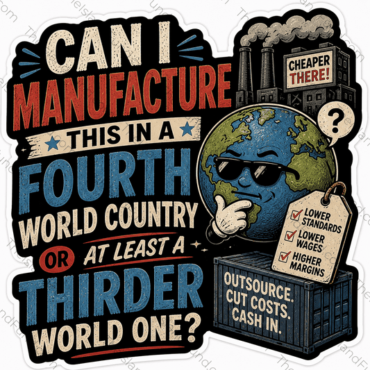 Can I Manufacture This In A Fourth World Country die-cut sticker