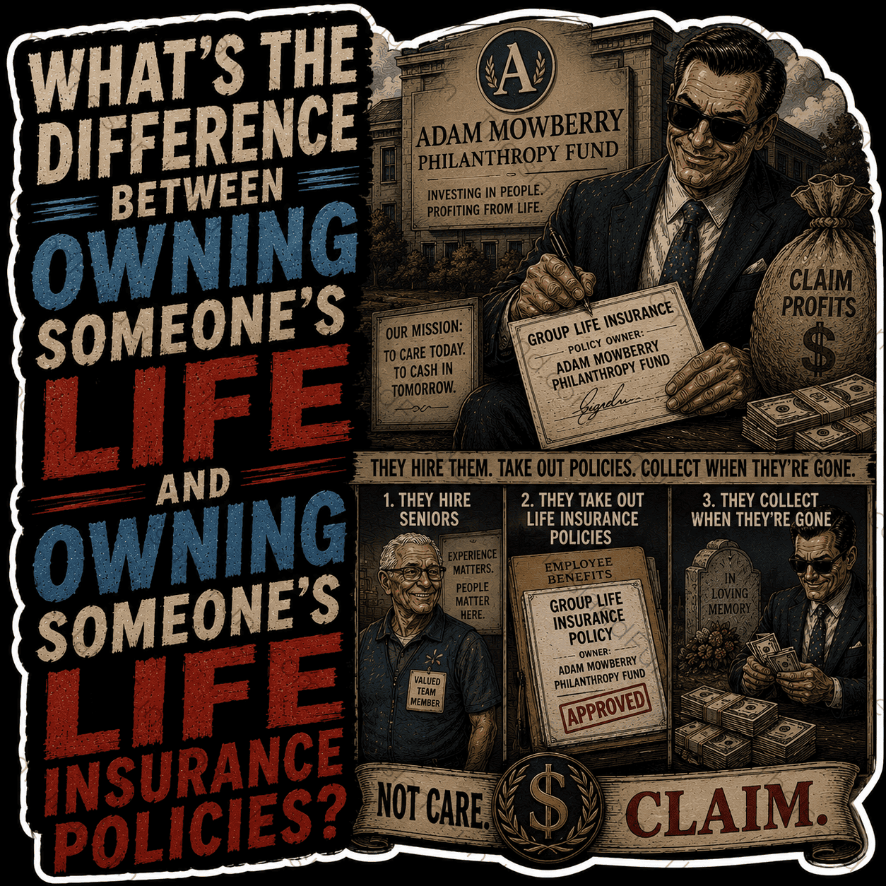 Owning life insurance policies Adam Mowberry Philanthropy Fund sticker